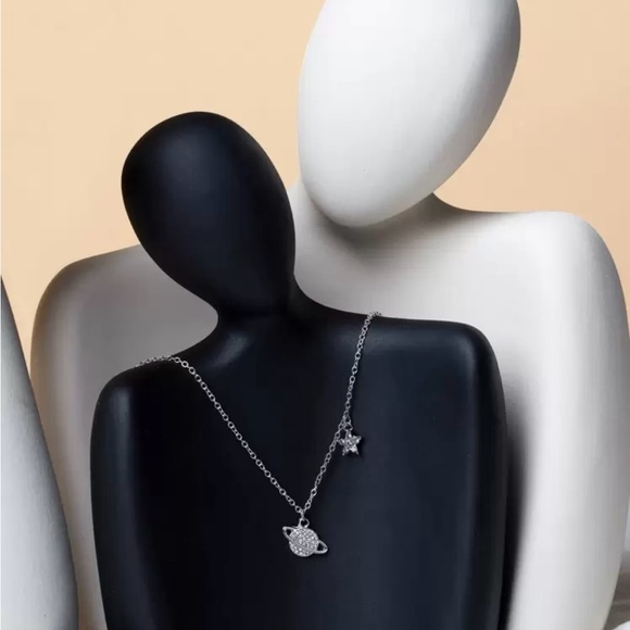 ⚠️Clearance Silver Planet and Star Pendant Necklace - Picture 3 of 5